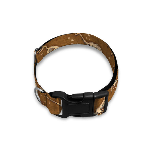 Dino Skeleton Fossil Pattern Print Dog Collar