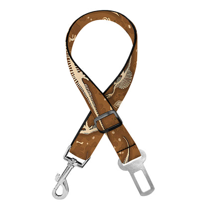Dino Skeleton Fossil Pattern Print Dog Seat Belt