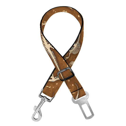 Dino Skeleton Fossil Pattern Print Dog Seat Belt