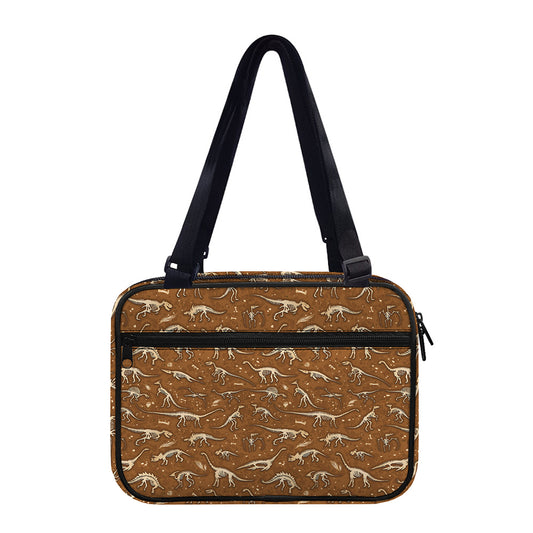 Dino Skeleton Fossil Pattern Print Double Strap Bible Bag