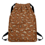 Dino Skeleton Fossil Pattern Print Drawstring Backpack