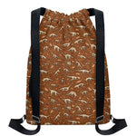 Dino Skeleton Fossil Pattern Print Drawstring Backpack