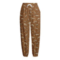 Dino Skeleton Fossil Pattern Print Fleece Lined Knit Pants