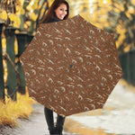 Dino Skeleton Fossil Pattern Print Foldable Umbrella
