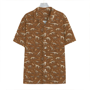 Dino Skeleton Fossil Pattern Print Hawaiian Shirt