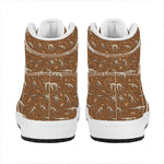 Dino Skeleton Fossil Pattern Print High Top Leather Sneakers
