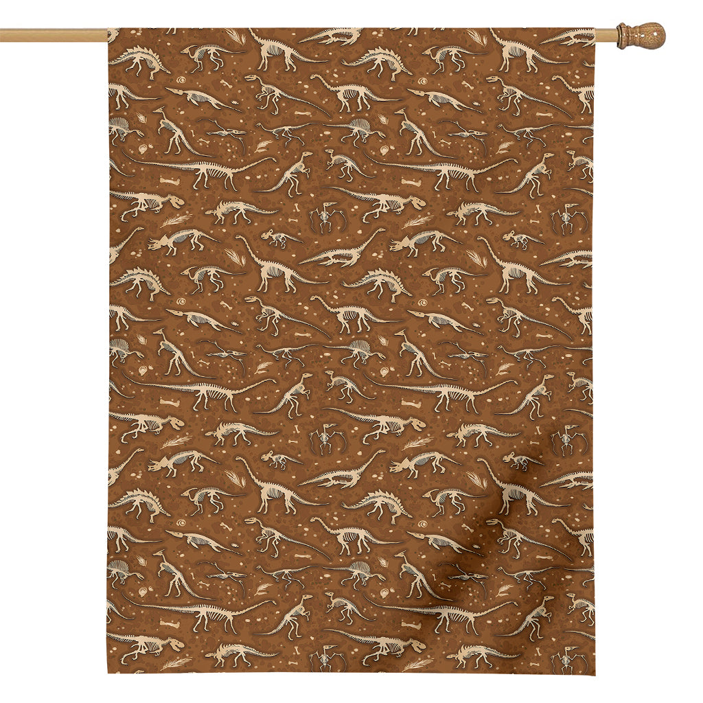 Dino Skeleton Fossil Pattern Print House Flag