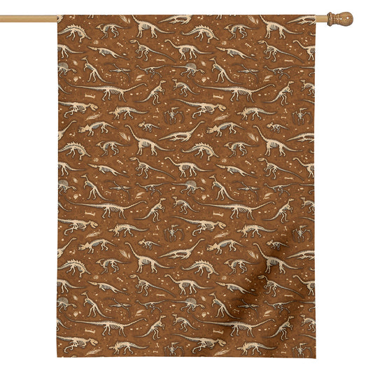 Dino Skeleton Fossil Pattern Print House Flag
