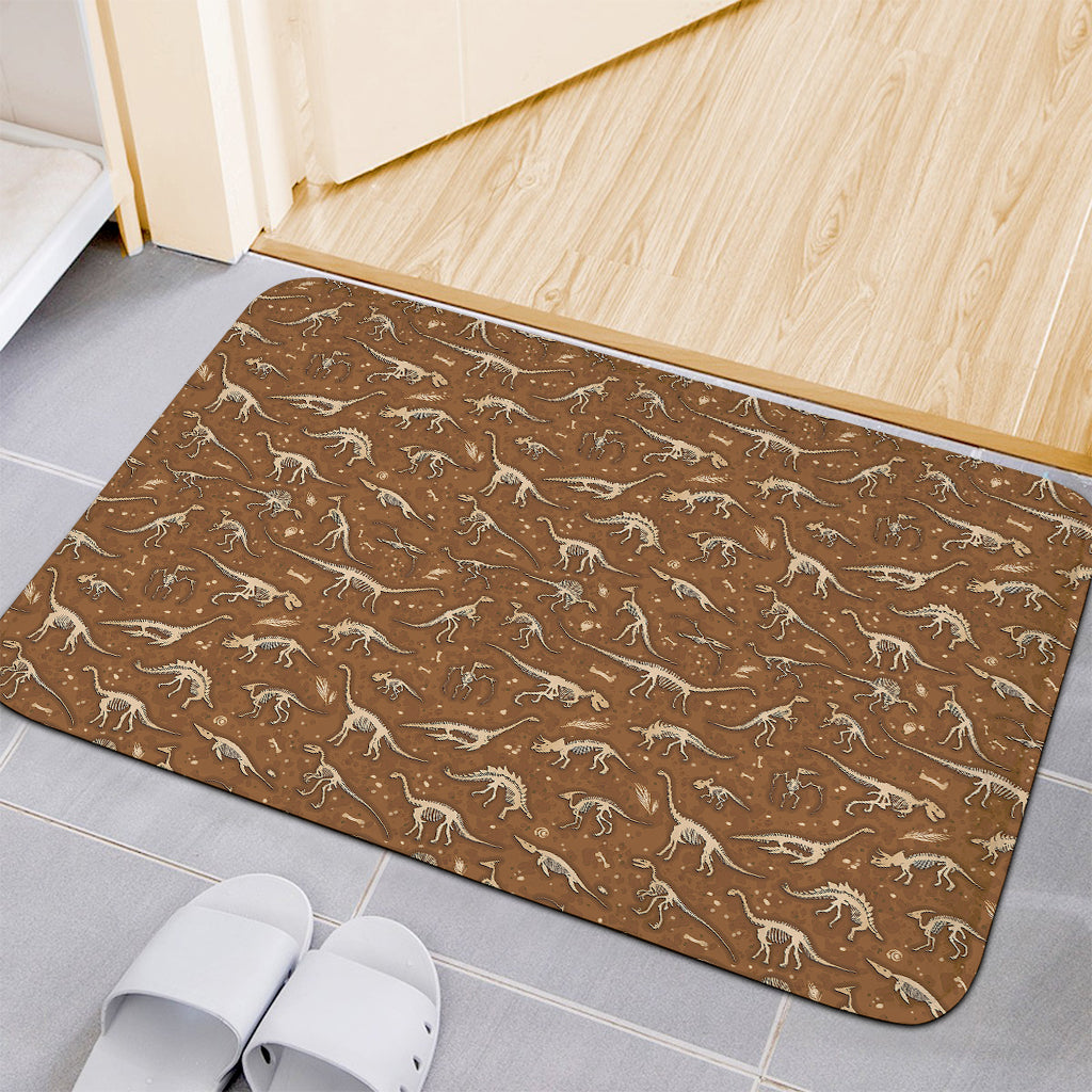 Dino Skeleton Fossil Pattern Print Indoor Door Mat