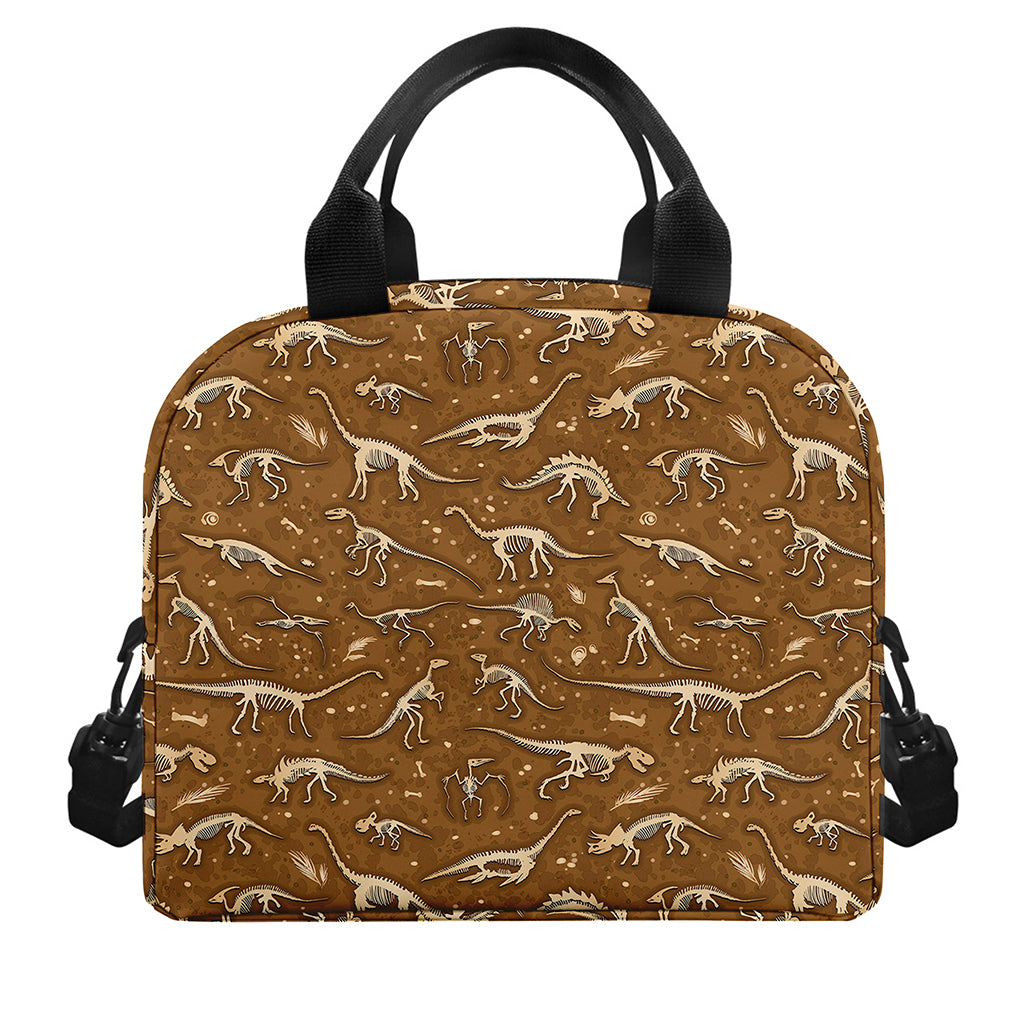 Dino Skeleton Fossil Pattern Print Insulated Lunch Bag