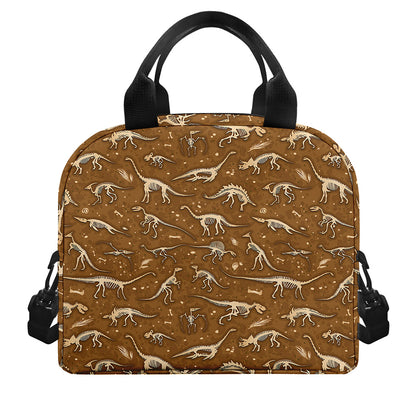 Dino Skeleton Fossil Pattern Print Insulated Lunch Bag