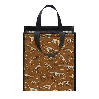 Dino Skeleton Fossil Pattern Print Insulated Lunch Tote