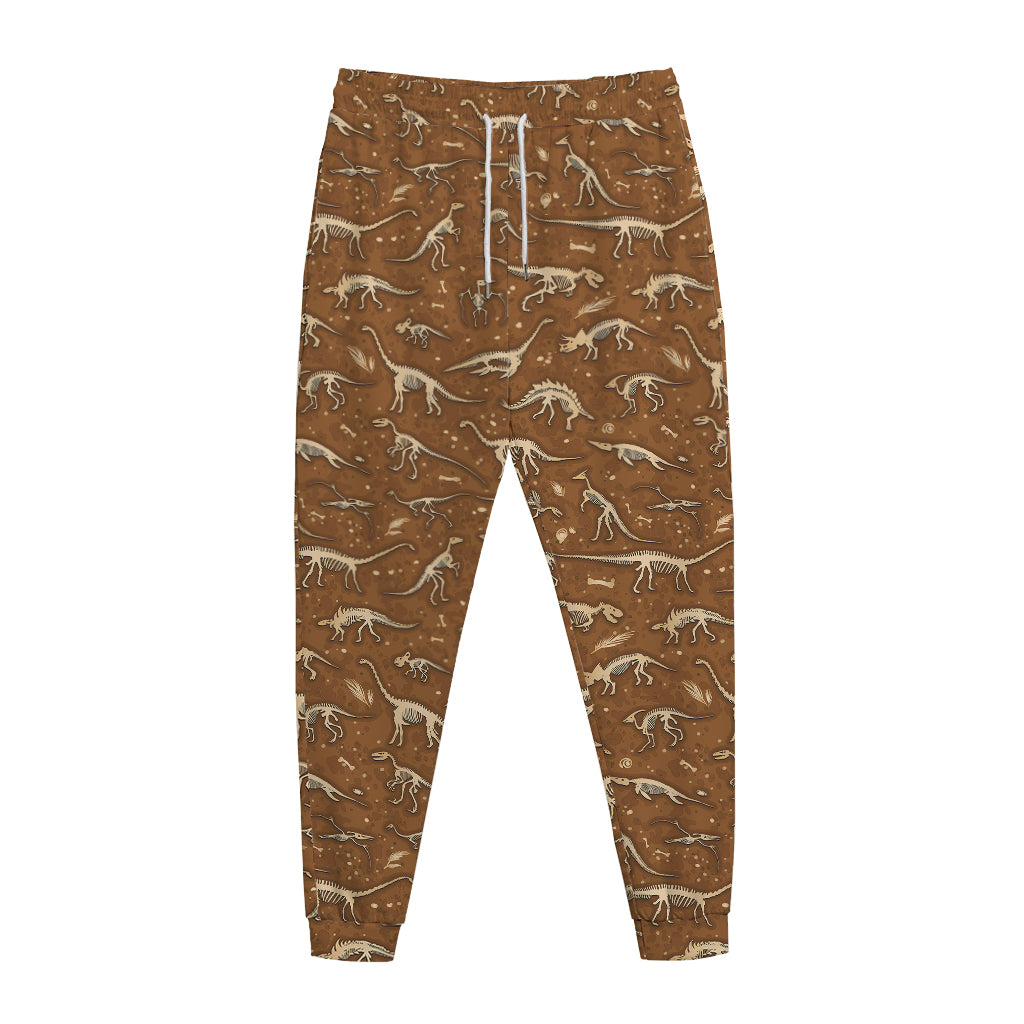Dino Skeleton Fossil Pattern Print Jogger Pants