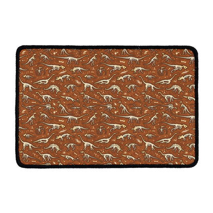 Dino Skeleton Fossil Pattern Print Kitchen Mat