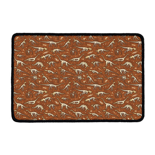 Dino Skeleton Fossil Pattern Print Kitchen Mat