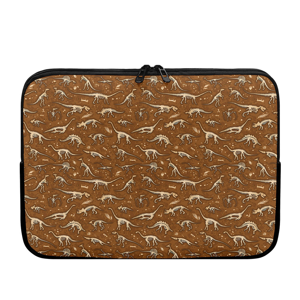 Dino Skeleton Fossil Pattern Print Laptop Sleeve
