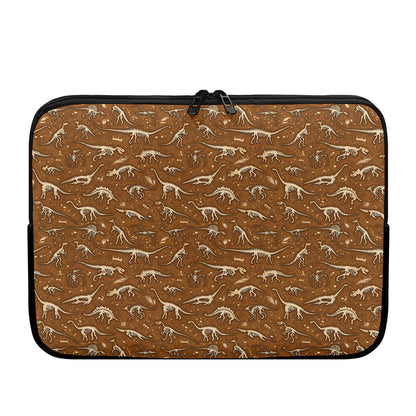 Dino Skeleton Fossil Pattern Print Laptop Sleeve