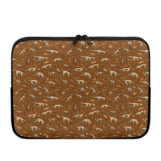 Dino Skeleton Fossil Pattern Print Laptop Sleeve