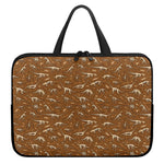 Dino Skeleton Fossil Pattern Print Laptop Sleeve With Handle