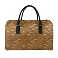 Dino Skeleton Fossil Pattern Print Leather Duffel Bag