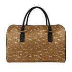 Dino Skeleton Fossil Pattern Print Leather Duffle Bag
