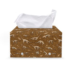 Dino Skeleton Fossil Pattern Print Leather Tissue Box Cover