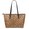 Dino Skeleton Fossil Pattern Print Leather Tote Bag With Zipper