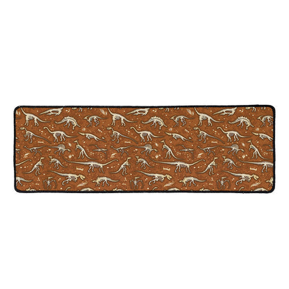 Dino Skeleton Fossil Pattern Print Long Kitchen Mat