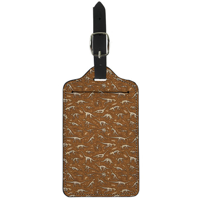 Dino Skeleton Fossil Pattern Print Luggage Tag