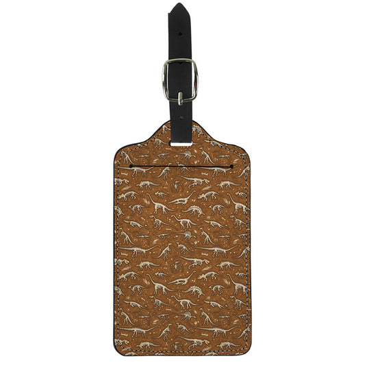 Dino Skeleton Fossil Pattern Print Luggage Tag
