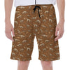 Dino Skeleton Fossil Pattern Print Men's Beach Shorts