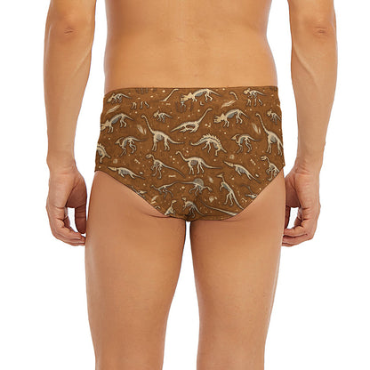 Dino Skeleton Fossil Pattern Print Men's Briefs