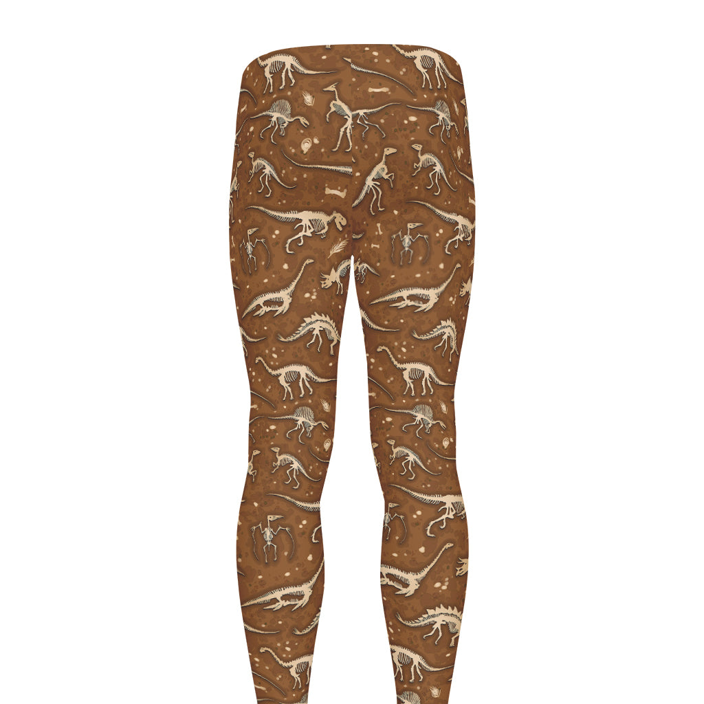Dino Skeleton Fossil Pattern Print Men's leggings