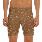 Dino Skeleton Fossil Pattern Print Men's Long Boxer Briefs