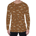 Dino Skeleton Fossil Pattern Print Men's Long Sleeve T-Shirt