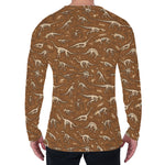 Dino Skeleton Fossil Pattern Print Men's Long Sleeve T-Shirt