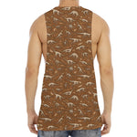 Dino Skeleton Fossil Pattern Print Men's Muscle Tank Top