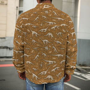 Dino Skeleton Fossil Pattern Print Men's Shirt Jacket