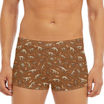 Dino Skeleton Fossil Pattern Print Men's Short Boxer Briefs