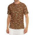 Dino Skeleton Fossil Pattern Print Men's Short Sleeve Rash Guard