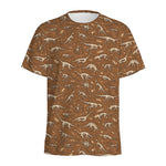 Dino Skeleton Fossil Pattern Print Men's Sports T-Shirt