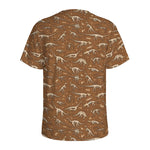 Dino Skeleton Fossil Pattern Print Men's Sports T-Shirt