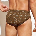 Dino Skeleton Fossil Pattern Print Men's Swim Briefs