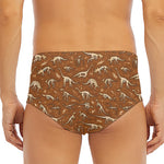 Dino Skeleton Fossil Pattern Print Men's Triangle Swim Briefs