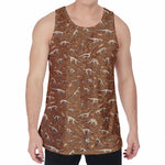 Dino Skeleton Fossil Pattern Print Men's Velvet Tank Top