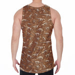 Dino Skeleton Fossil Pattern Print Men's Velvet Tank Top