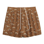 Dino Skeleton Fossil Pattern Print Mesh Shorts