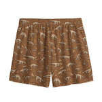 Dino Skeleton Fossil Pattern Print Mesh Shorts