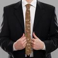 Dino Skeleton Fossil Pattern Print Necktie