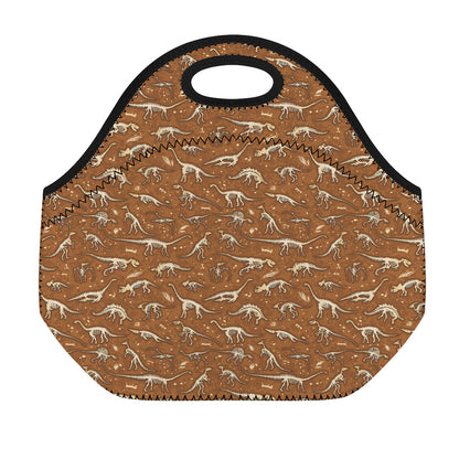 Dino Skeleton Fossil Pattern Print Neoprene Lunch Bag